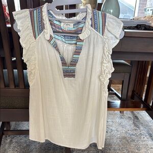 Umgee White Embellished Cap Sleeve Blouse